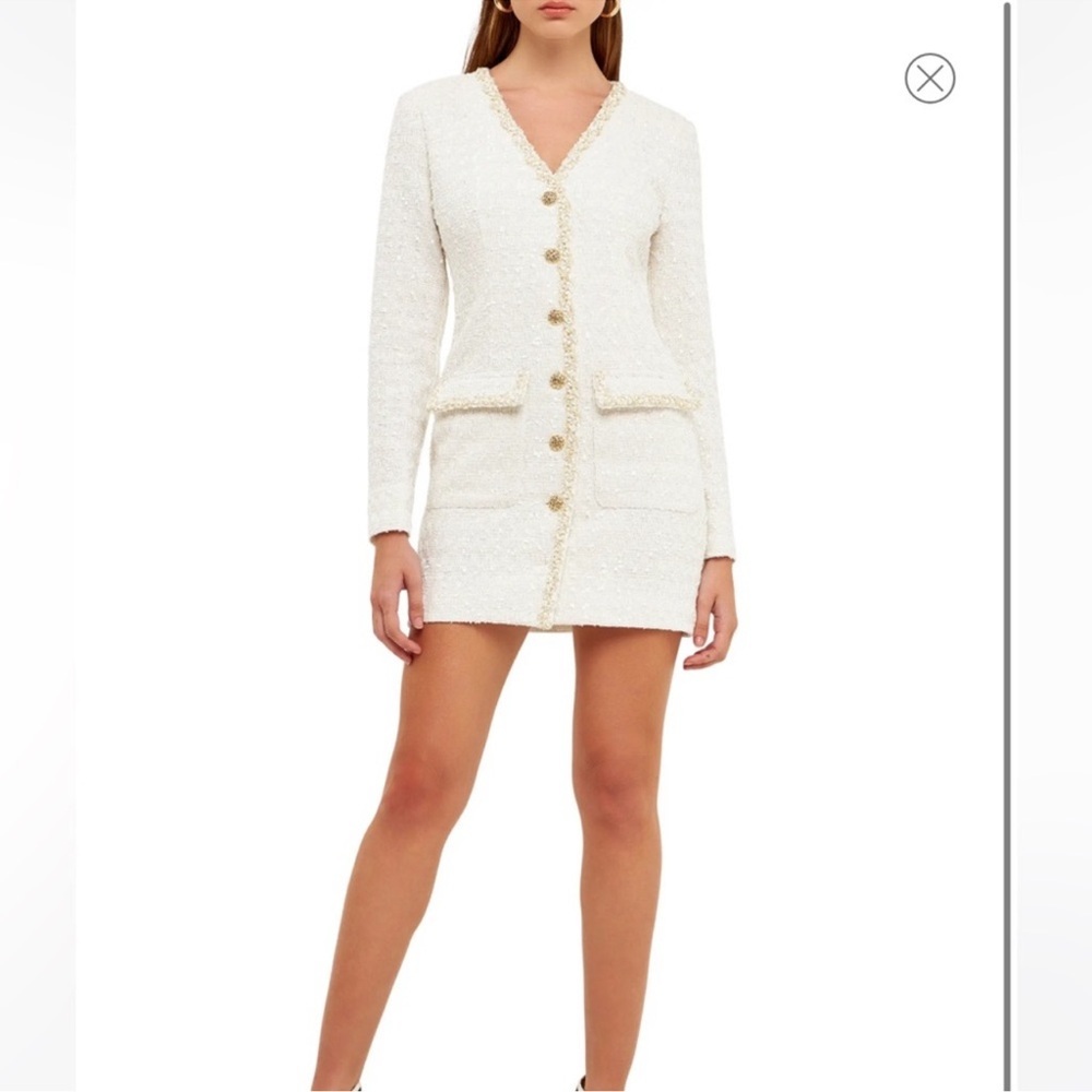 NWT Endless Rose Long Sleeve Dress in Pearl